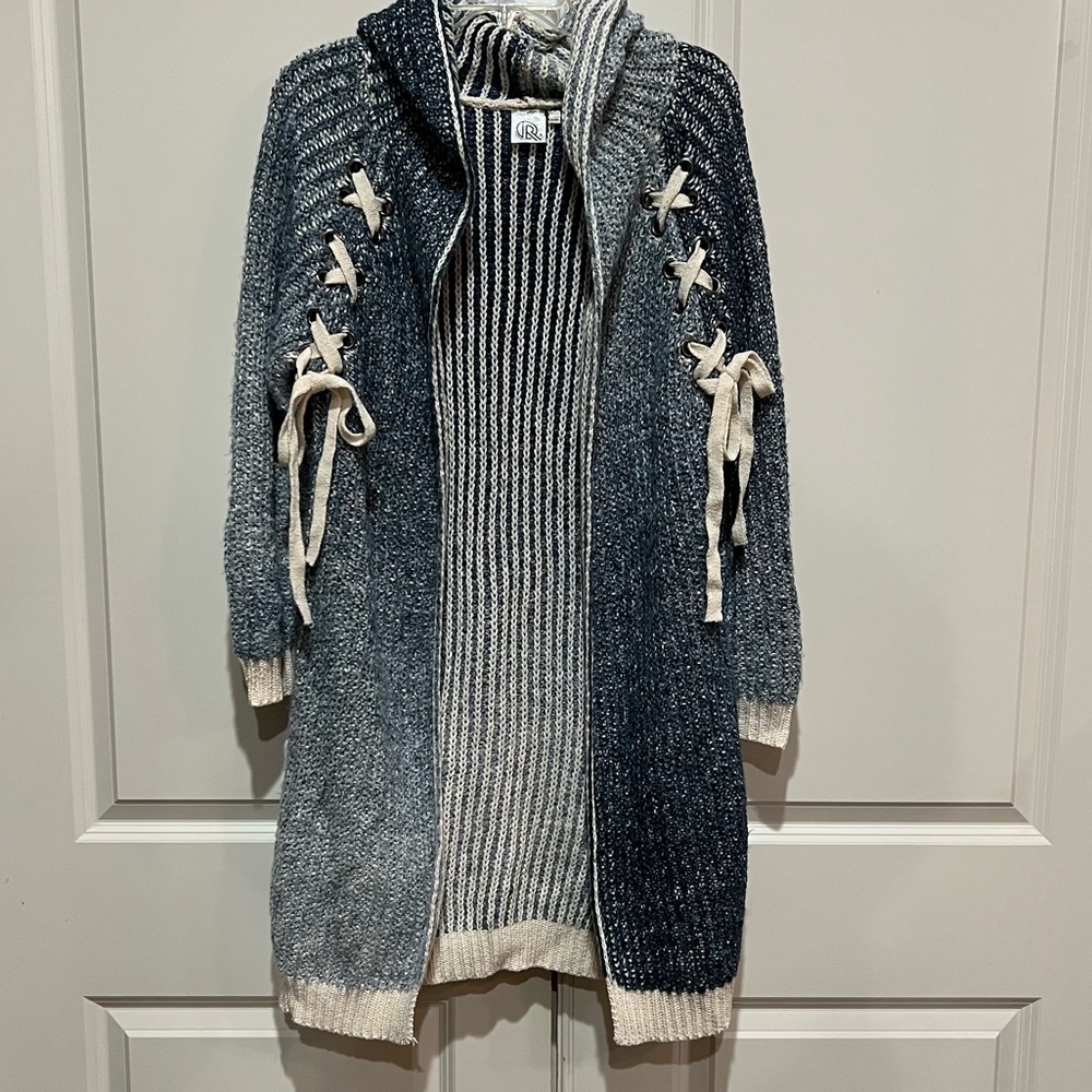 Blue Ombré “R” Cardigan